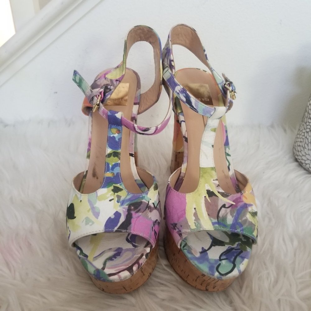 DOLCE VITA platform heels chunky platform spring floral prairie fairy boho sz 8 - Picture 2 of 12